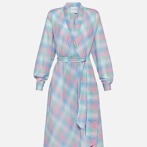 Forte Forte Women's Tartan Cotton Waist Tie Shirt Dress Size 0 Semi Sheer